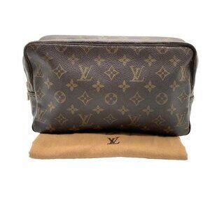 Authentic Louis Vuitton Monogram Trousse Toilette 28 Pouch Bag 195-012026